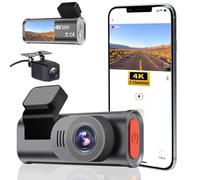 4K WiFi Dual lens Dash Cam For Cars,Front and Rear Camera Car DVR, Built in WiF App Control With 1.97 inch display, Night Vision,Parking Monitor Loop Recording G-Sensor Max 256GB
