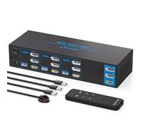 4K144Hz Displayport KVM Switch 3 Monitors 3 Computers 1 HDMI 8K30Hz KVM Switches Triple Monitor for 3 PC Share 3 Screens and 4 USB 3.0 Ports with Wireless Controller