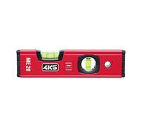 4K5 Spirit Level 20 cm, ME 20, Aluminium Profile with Strong Wall Thickness, 2 Shock-Resistant Block Levels, Rubberised end caps, Measuring Surface Painted on Both Sides, Accuracy < 0.5 mm/m