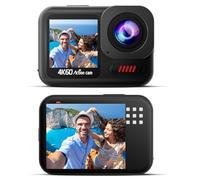 4K60FPS Action Camera Waterproof, 10M Bare Underwater Camera with 64GB Card, 8X Zoom Touch Screen Sports Camera,6-axis EIS 64MP Helmet Camera,Remote Control,Distortion Correction 2 * 1350mAh.