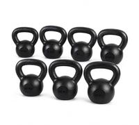 4kg Cast Iron Kettlebell Black, Solid Single Free Weight with Painted Finish, Wide Grip Handle and Flat Base for Beginner Strength Training and Home Gym Exercise