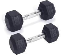 4kg Hex Dumbbells Set (Pair) - Heavy-Duty Rubber Encased Anti-Roll Weights with Chrome Handles for Fitness, Strength Training & Home Workouts