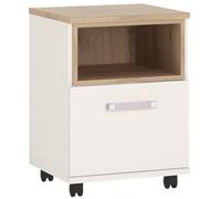 4Kids White and Oak Effect 1 Door Mobile Desk with Lilac Handle