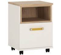 4Kids White and Oak Effect 1 Door Mobile Desk with Orange Handle