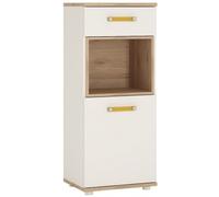4Kids White and Oak Effect 1 Door Narrow Cabinet with Orange Handle