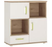 4Kids White and Oak Effect 2 Door Cupboard with Lemon Handle