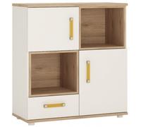 4Kids White and Oak Effect 2 Door Cupboard with Orange Handle