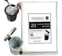 4L Bin Bags Extra Strong Extra Large 20 Count Small Waste Pedal Bin Liners 4 Liter Trash Bags For Toilet Bedroom Bathroom Hotels Garbage Food Waste Dog Poop White Refuse Rubbish Sacks 4 Litre 20 Count
