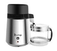 4L Countertop Water Distiller Machine w/Glass Container, 750W Distilled Water Purifier Filter Stainless Steel Interior Distilling Pure Water Maker for Home Office Travel, UK Plug (Black)