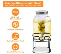 (4L Dispenser & Stand) Hover to zoom Have one to sell? Sell it yourself 4L/8L Glass Vintage Beverage Drinks Dispenser on Metal Stand Cocktail Jar & Tap