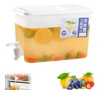 4L Drink Dispenser with Tap, Reusable Fridge Ice Beverage Water Container, Leak-Proof Juice Drinks Cooler, Large Capacity Fruit Infusing Kettle for Making Lemonade, Iced Teas,Cocktails, Milk,Cold Brew