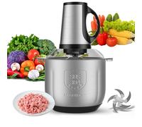 4L Food Processor, Electric Food Chopper with 5 Upgraded Double S-Shaped Blades, 304 Stainless Steel Bowl, 300W Powerful Pure Copper Motor, 3 Speeds, Great for Meat, Vegetables