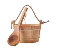 4L Large Capacity Wooden Sauna Bucket Ladle Set Steaming Bathroom Tool Tub Barrels Portable Wood Enduring Practical Sauna Water and Ladle
