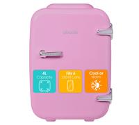 Abode Pink Mini Fridge A4CLR201P 4L/6 Can Portable Thermoelectric Mini Cooler & Warmer for Drinks, Cosmetics/Makeup/Skincare, AC/DC Power, Retro Style, For Bedroom, Home, Caravan, Car
