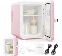 4L Pink Beauty Mini Fridge with UK Plug, Quiet Portable Small Refrigerator, AC/DC Cooler & Warmer for Skincare, Makeup, Bedroom, Vanity, Office, Car, Gift for Her