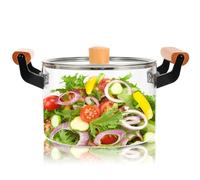 4L Simmer Pot Clear Cook Pot Heat Resistant Cooking Pot Cookware Glass Saucepan with Cover and Wooden Handle for Stove for Potpourri, Pasta, Noodle,Soup,Milk