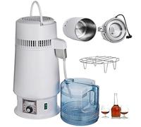 4L Water Distiller, 1L/H Home Pure Water Alcohol Distiller Filter Machine Electric Countertop Alcohol Distiller, Stainless Steel Inner, Adjustable Temperature, Overheat Protection