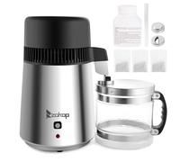 4L Water Distiller, Countertop Distilled Water Machine w/Glass Container, 750W Water Purifier Machine w/Stainless Steel Interior, Water Filter Machine Distilling Pure Water Maker for Home Humidifier