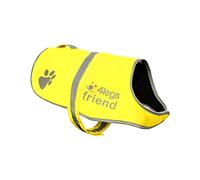 4LegsFriend Fleece Dog Vest - 5 Sizes fit Dogs 8lbs-120lbs - Yellow - Fluorescent High Visibility Jacket for Pets - for Night Walking On or Off Leash - Protects from Cars & Hunting Accidents