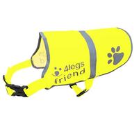 4LegsFriend Yellow Dog Safety Reflective lightweight vest 6 Sizes - Snap Lock Side Release Buckles and adjustable straps, High Visibility for Outdoor Activity Day and Night - S