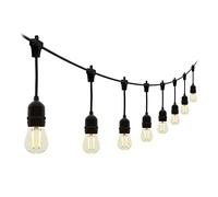 4lite Festoon Outdoor String Lighting (Black) 10m Globe String Lights with 10x Bulb Holders with IP44 Rating - Bulbs Included - 4L2/8000-4yr Guarantee