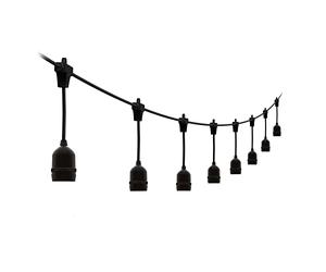 4lite Festoon Outdoor String Lighting (Black) 10m Globe String Lights with 10x Bulb Holders with IP44 Rating - Bulb NOT Included - 4L2/8002-4yr Guarantee