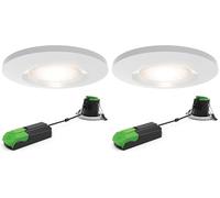 4lite Fire-Rated Indoor Downlight (Matt White) IP65 Rated Dimmable Spotlight Supplied with a 2700k - 6500k 670lm Smart GU10 Bulb - 4L1/2005-4yr Guarantee (Pack of 2)