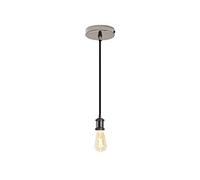 4lite Indoor Vintage Ceiling Light (Blackened Silver) Single Decorated Pendant Light with 1.5m Adjustable Cable & 640lm E27 ST65 LED Smart Amber Coated Filament Bulb- 4L1/7003-4Yr Guarantee