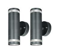 4lite Marinus Outdoor Up Down Wall Light (Anthracite) Pack of 2 Rust Free IP44 Rated Exterior Wall Lamp Supplied with 4X Smart GU10 Bulbs - 4L2/7006x2-4Yr Guarantee