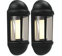 4lite Outdoor Half Wall Lantern (Black) 400lm Warm Light IP65 Rated LED Integrated 8W Exterior Wall Lamp - 4L2/3416-4Yr Guarantee (Pack of 2)