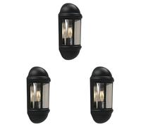 4lite Outdoor Half Wall Lantern (Black) IP65 Rated Exterior Wall Lamp - 4L2/3410-4Yr Guarantee (Pack of 3)