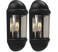 4lite Outdoor Half Wall Lantern (Black) IP65 Rated Motion Sensor Exterior Wall Lamp - 4L2/3411-4Yr Guarantee (Pack of 2)