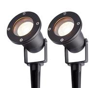 4lite Outdoor Spike Light (Black) Pack fo 2 IP65 Rated Garden Single Spot Light Supplied with 2X 2700k - 6500k Smart GU10 Bulb - 4L2/2010x2-4Yr Guarantee
