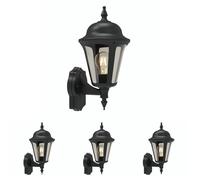 4lite Outdoor Wall Lantern (Black) IP65 Rated Exterior Wall Lamp - 4L2/3412-4Yr Guarantee (Pack of 4)