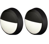 4lite Pylus Outdoor Round Eyelid Wall Light (Black) 660lm Bulkhead IP54 LED Integrated Exterior Light - 4L2/3218-4Yr Guarantee (Pack of 2)