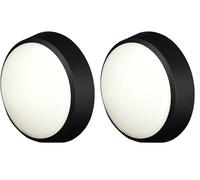 4lite Pylus Outdoor Round Wall Light (Black) 1100lm Bulkhead IP54 LED Integrated Exterior Light - 4L2/3214-4Yr Guarantee (Pack of 2)