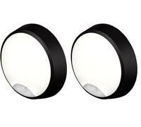 4lite Pylus Outdoor Round Wall Light (Black) 1100lm Motion Sensor Bulkhead IP54 LED Integrated Exterior Light - 4L2/3214/PIR - 4Yr Guarantee (Pack of 2)