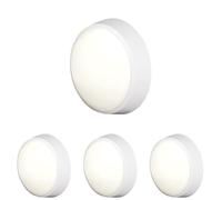 4lite Pylus Outdoor Round Wall Light (White) 1100lm Bulkhead IP54 LED Integrated Exterior Light - 4L2/3215-4Yr Guarantee (Pack of 4)