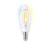 4lite Smart C37 E14 Clear Filament Candle Bulb (5W) Dimmable 470Lm 2700-6500K Tuneable White, Wi-Fi/Bluetooth Controlled with Screw Fitting - 4l1/8007