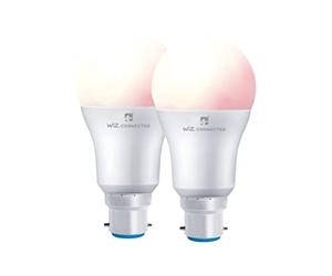 4lite WiZ Connect A60 Dimmable Multicolour WiFi LED Smart Bulb - Bayonet B22, 2 Pack