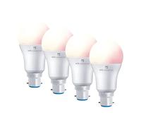 4lite WiZ Connected A60 Dimmable Multicolour WiFi LED Smart Bulb - B22 Bayonet, Pack of 4 (4L1/8002x4)