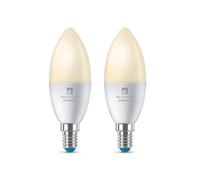 4lite WiZ Connected Candle Dimmable Warm White WiFi LED Smart Bulb - E14, Pack of 2