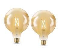 4lite WiZ Connected G125 Globe Filament Amber WiFi LED Smart Bulb - E27 Large Screw (Pack of 2)