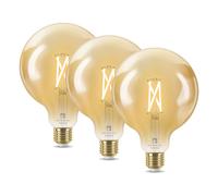 4lite WiZ Connected G125 Globe Filament Amber WiFi LED Smart Bulb - E27 Large Screw (Pack of 3)