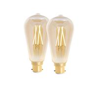 4Lite Wiz Connected St64 Led Smart Filament Bulb Amber Wifi B22 Bayonet Fit Pack Of 2