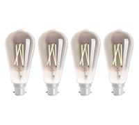 4lite WiZ Connected ST64 Smoky White WiFi LED Smart Bulb - B22 Bayonet Cap, 4 Pack