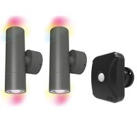 4lite WiZ Connected WiFi LED GU10 IP44 Outdoor Up & Downlight (Pack of 2 + Sensor)