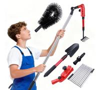 4M 3-in-1 Multi-Angle Gutter Cleaning Tools, Extend Telescopic Roof Gutter Cleaning Extension Tools Kit, Adjustable Angle Pole Gutter Brush with Shovel and Rake, for Removing Leaves, Debris & Spider