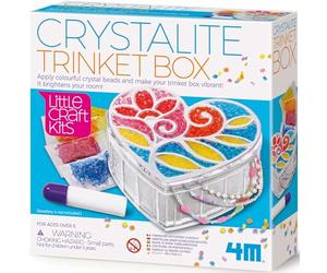 4M 404768 Little Craft Crystalite Trinket Box, Multi Colour | Personalised Creative Bead & Decorating Activity, Screen-Free Play, Educational Fun Gift for Children Age 5+