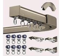 4m/5m Curt Track for Bay Window 90° Corner Connectors Heavy-Duty Ceiling Mount Double/Simple Rail Smooth Roller Gliders Perfect for Elet Drapery Solutions